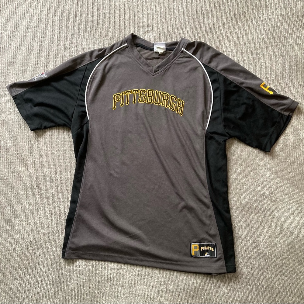 Majestic Pittsburgh Pirates Jersey Men’s L Gray Black‎ MLB Team Shirt